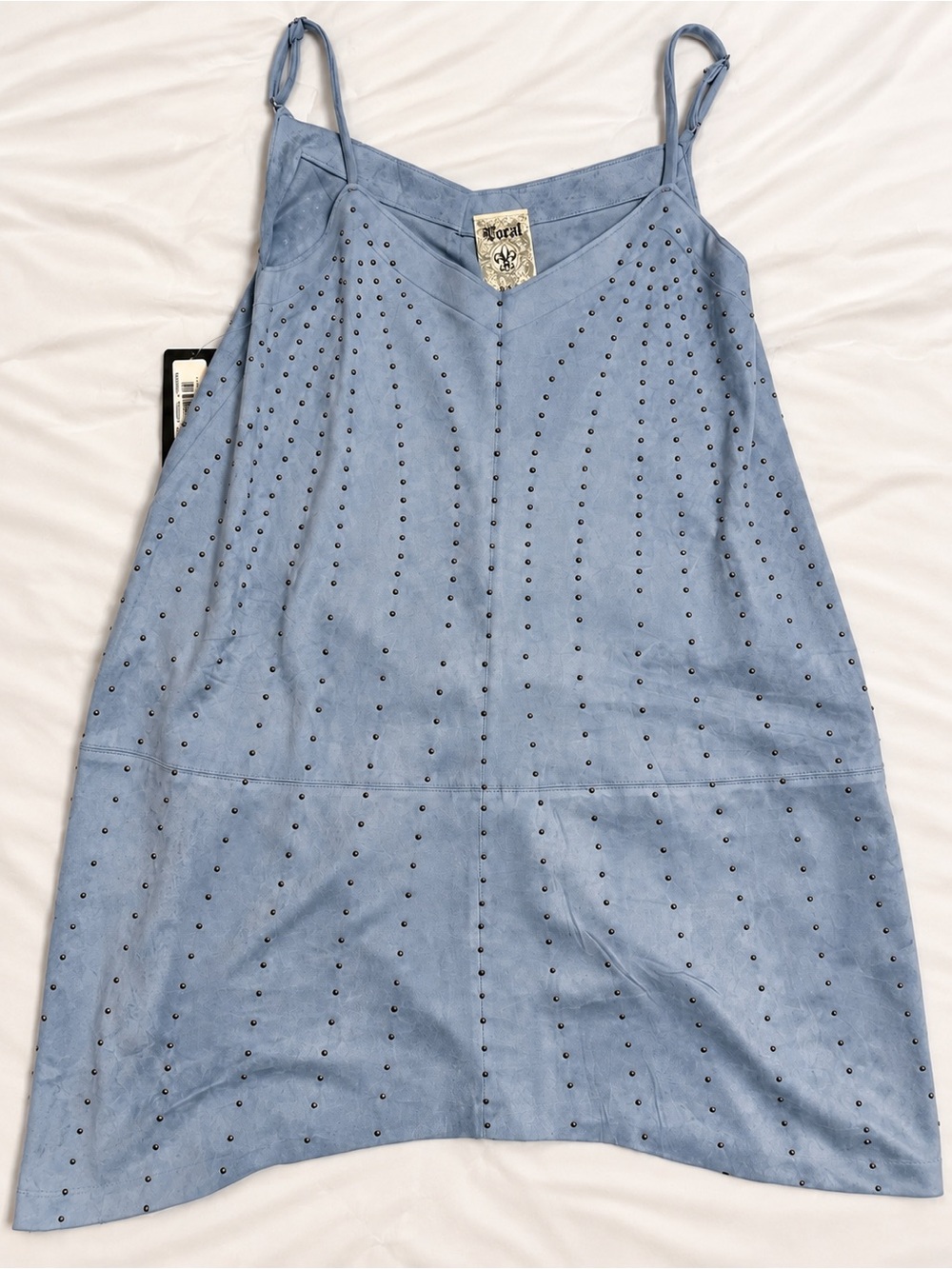 Vocal Y2K Blue Studded Faux Suede Mini Dress NWT Made in USA Size Small